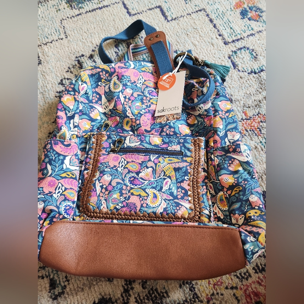 Sakroots Multicolor Backpack with Brown Accents
